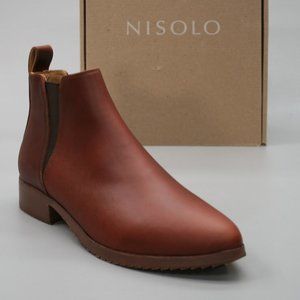 Nisolo Women's 8 Eva-Everyday Chelsea Auburn Leather Slip-on Ankle Boots 202342